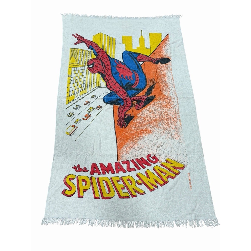 Vintage 1978 Cannon Beach Bath Towel Marvel The Amazing Spiderman Cotton USA